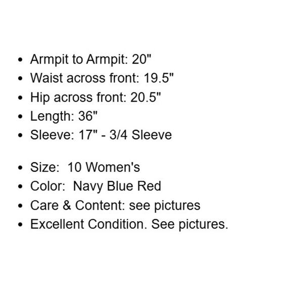 Lauren Ralph Lauren Dress Womens 10 Navy Blue Red Shift Stretch Knit Dolman Slvs - Picture 4 of 11